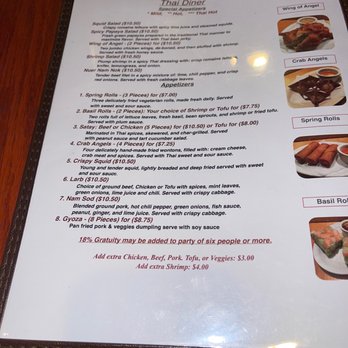 Thai Diner - the menu for the restaurant - Thai Near Me - Fayetteville, Arkansas Thai Diner - the menu for the restaurant - Thai Near Me - Fayetteville, Arkansas