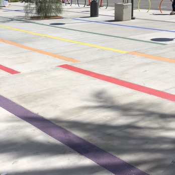 Harvey Milk Promenade Park - Rainbow Colors on Pavement - Parks Near Me - Long Beach, California