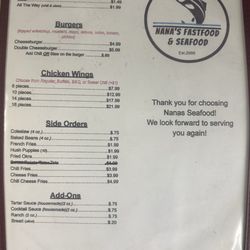 Nana Seafood Mart - Menu