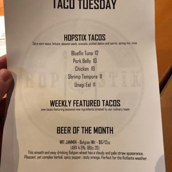 Hopstix - Taco Tuesday menu - Breweries Near Me - Chamblee, Georgia
