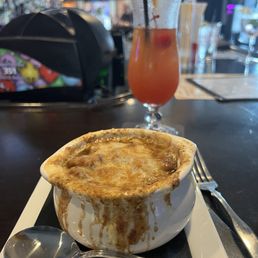 French onion soup and rum punch
