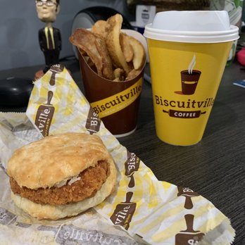 Biscuitville - Spicy chicken with honey, fries and coffee. - Fast Food Near Me - Greensboro, North Carolina Biscuitville - Spicy chicken with honey, fries and coffee. - Fast Food Near Me - Greensboro, North Carolina