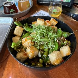 Fire roasted edamame and shishito peppers  5/5  If you like peppers, tofu, and edamame, this dish is on point.