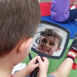 Bright Beginnings School - Preschool fun with mirrors.