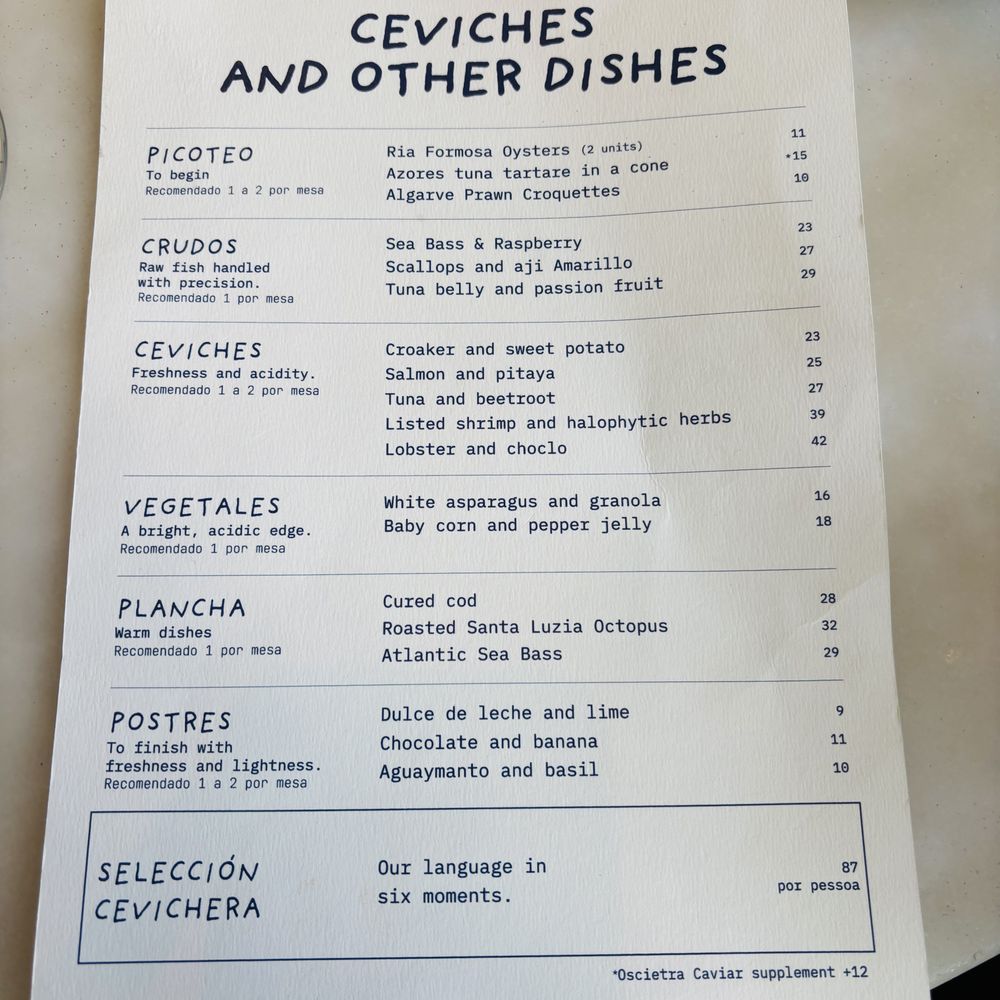 A Cevicheria - Menu (as of Aug 2026). - Gastropubs Near Me - Lisbon, 11 A Cevicheria - Menu (as of Aug 2026). - Gastropubs Near Me - Lisbon, 11