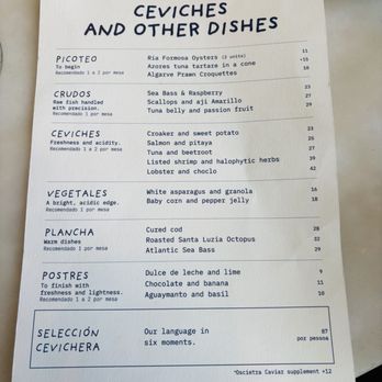 A Cevicheria - Menu (as of Aug 2026). - Gastropubs Near Me - Lisbon, 11 A Cevicheria - Menu (as of Aug 2026). - Gastropubs Near Me - Lisbon, 11