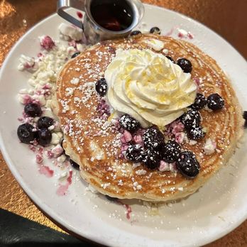Another Broken Egg Cafe - Lemon Blueberry Goat Cheese Pancakes - Breakfast & Brunch Near Me - Burbank, California