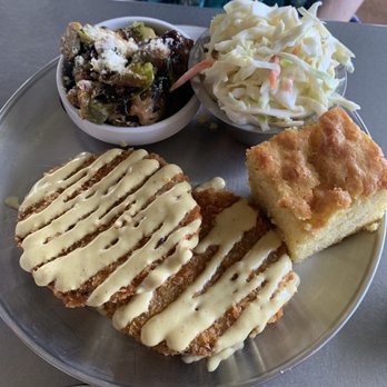 Easy ‘Que - Veggie option - grilled eggplant, coleslaw, cornbread - Barbeque Near Me - Kailua, Hawaii Easy ‘Que - Veggie option - grilled eggplant, coleslaw, cornbread - Barbeque Near Me - Kailua, Hawaii