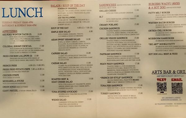 Menu photo 4 Arts Bar & Grill Riverside, CA