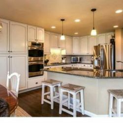 Crown 1 - Highlands Ranch Denver Complete Kitchen Refinish cream with glaze finish over existing oak