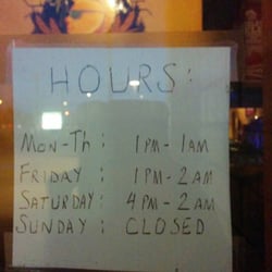 Addison Pub - Since there are no hours posted on yelp, here is their hours post-it note on the door