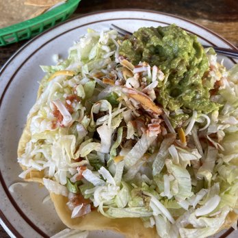 Super Mex - ONE tostada with shredded beef - Mexican Near Me - Long Beach, California Super Mex - ONE tostada with shredded beef - Mexican Near Me - Long Beach, California