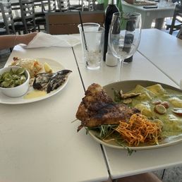 Ravioli and blackened Tri-fin Ravioli and blackened Tri-fin