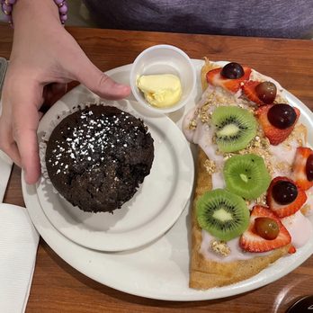 Egg It On Cafe - Crepe with chocolate muffin - Breakfast & Brunch Near Me - Broken Arrow, Oklahoma