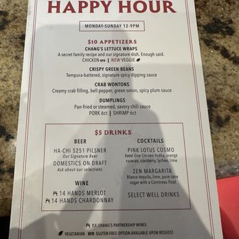 P.F. Chang's - Happy hour menu - Chinese Near Me - Cincinnati, Ohio P.F. Chang's - Happy hour menu - Chinese Near Me - Cincinnati, Ohio