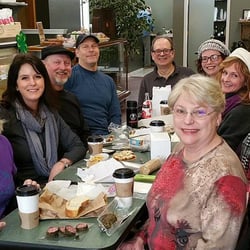 Curds & Molds Fromagerie - The Saturday morning gang enjoying goodies from up and down Main Street Saxonburg