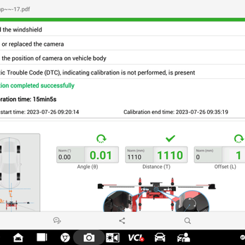 Quiroz Auto Glass - A sample of an ADAS calibration showing manufacture recommendations and what it was calibrated to. - Auto Glass Services Near Me - Oxnard, California