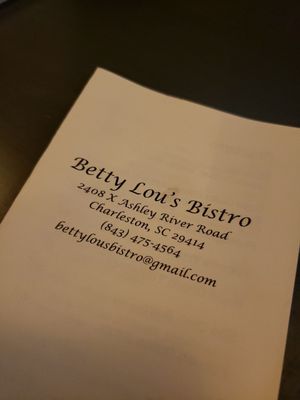 Menu photo 8 Betty Lou's Bistro Charleston, SC