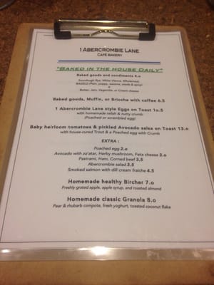 Menu photo 2 1 Abercrombie Lane Sydney, NSW