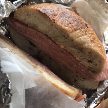 O'Bagel - Taylor Ham Sandwich on Cinnamon Raisin Bagel - Breakfast & Brunch Near Me - Hoboken, New Jersey O'Bagel - Taylor Ham Sandwich on Cinnamon Raisin Bagel - Breakfast & Brunch Near Me - Hoboken, New Jersey