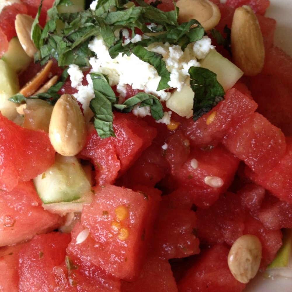 Pane Rustica - Fresh watermelon salad with arugula, feta, and almonds was incredible. - Italian Near Me - Tampa, Florida Pane Rustica - Fresh watermelon salad with arugula, feta, and almonds was incredible. - Italian Near Me - Tampa, Florida