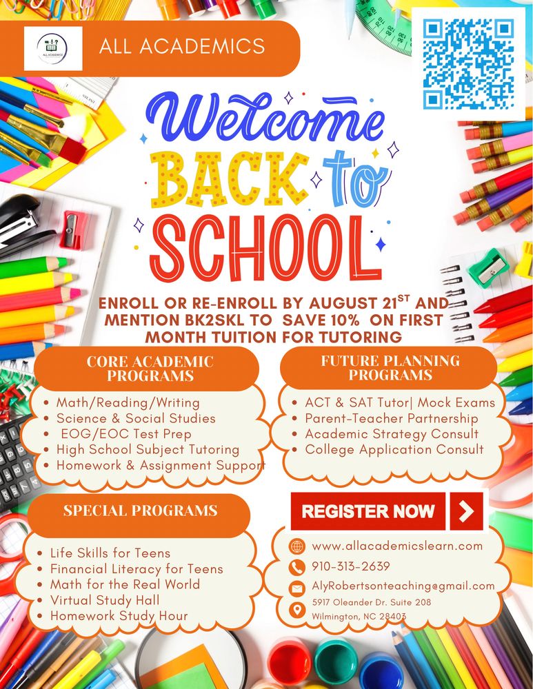 All Academics Learning Center - reading tutor in Wilmington, NC