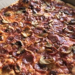 Louie's Pizza - Pepperoni and mushroom pizza