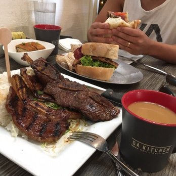 Da Kitchen Maui - Kalbi rib plate, fried spam musubi, coffee. Kalbi was the standout dish! - Hawaiian Near Me - Kihei, Hawaii