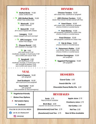 Menu photo 1 Len & Jo's Port Jervis, NY Menu photo 1 Len & Jo's Port Jervis, NY
