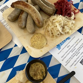 Harpoon Brewery - Octoberfeast main course sausages, sauerkraut, mustard, and pierogis - Breweries Near Me - Boston, Massachusetts