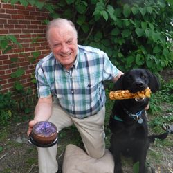 Me and my dog Kamper, who loves people.  At his 1 year old party, now age 3 and 1/2 and BIGGER