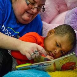 Hopebridge Autism Therapy Center - An RBT with their kiddo during therapy at a Hopebridge Autism Therapy Center.