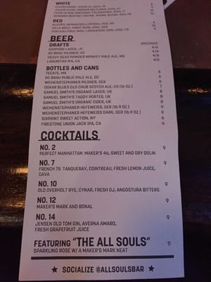 Menu photo 2 All Souls Bar Washington, DC, DC