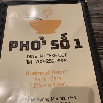 Pho So 1 - Front page of menu - Vietnamese Near Me - Las Vegas, Nevada Pho So 1 - Front page of menu - Vietnamese Near Me - Las Vegas, Nevada