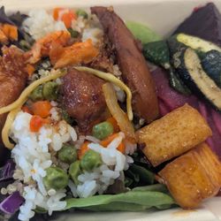 Market Fresh - Medley of Asian meats, rice and noodles over fresh and sauteed veggies. Just under $11/lb