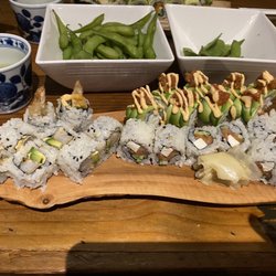 Cocolo Sushi - Shrimp tempura roll, Kīlauea roll and Philly roll.