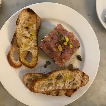Neptune Oyster - Bluefin tuna tartar with pistachio pesto and crostini. This changed my life - Seafood Near Me - Boston, Massachusetts Neptune Oyster - Bluefin tuna tartar with pistachio pesto and crostini. This changed my life - Seafood Near Me - Boston, Massachusetts