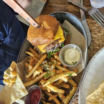 Divided Sky Tavern - Burger with truffle fries - American Near Me - Fair Oaks, California