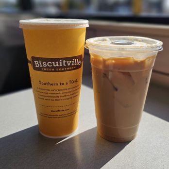 Biscuitville - Dr pepper and iced vanilla coffee - Southern Near Me - Burlington, North Carolina