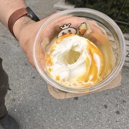 See the cup isn't even fulled and there is a hole in the middle. See the cup isn't even fulled and there is a hole in the middle.