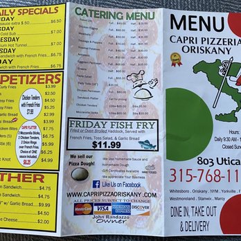 Capri Pizzeria - Menu - Pizza Near Me - Oriskany, New York