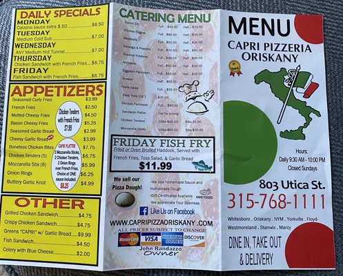 Menu photo 1 Capri Pizzeria Oriskany, NY