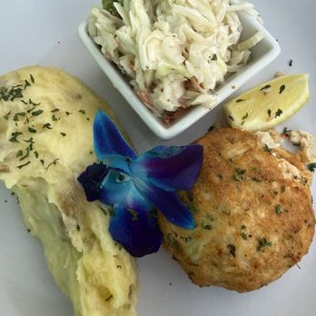 Rusty Hooks Dockside Grill - Crab cake, mashed potato and coleslaw. Presentation A+ ! - Seafood Near Me - Southport, North Carolina Rusty Hooks Dockside Grill - Crab cake, mashed potato and coleslaw. Presentation A+ ! - Seafood Near Me - Southport, North Carolina