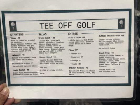 Menu photo 1 Tee Off Golf South Barrington, IL