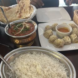 Katmandu - Butter Naan, Chicken Madras, Chicken Momo, Rice