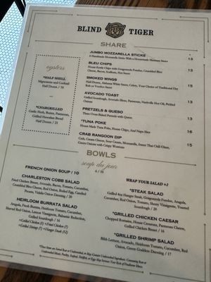Menu photo 2 Blind Tiger Pub Charleston, SC Menu photo 2 Blind Tiger Pub Charleston, SC
