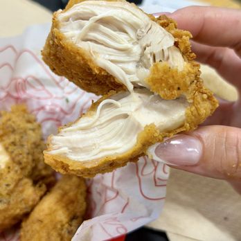 Cluck Kitchen - Look at how juicy this tender tender is.  I didn't even need or use any dip. - Chicken Shop Near Me - Redlands, California