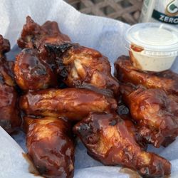 Mayfly Tavern - Wings are done in their "Fucked up" style, which is when they are cooked, sauced, and then cooked again. I did not love them!
