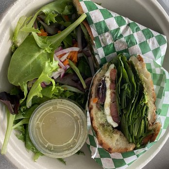 The Toss - Caprese panini with spinach instead of arugula - Salad Near Me - San Carlos, California The Toss - Caprese panini with spinach instead of arugula - Salad Near Me - San Carlos, California