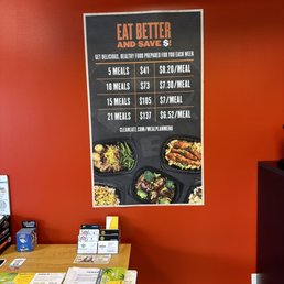 a menu on the wall